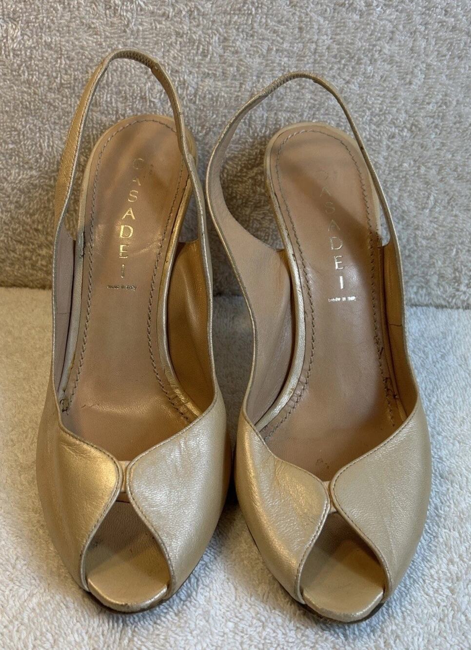 CASADEI Biege Leather SteelHigh Heels Pumps Women Size 9